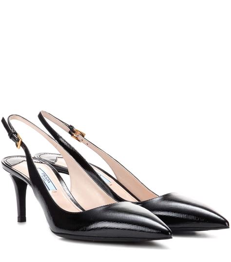 prada leather kitten-heel slingback pumps|Prada heels for sale.